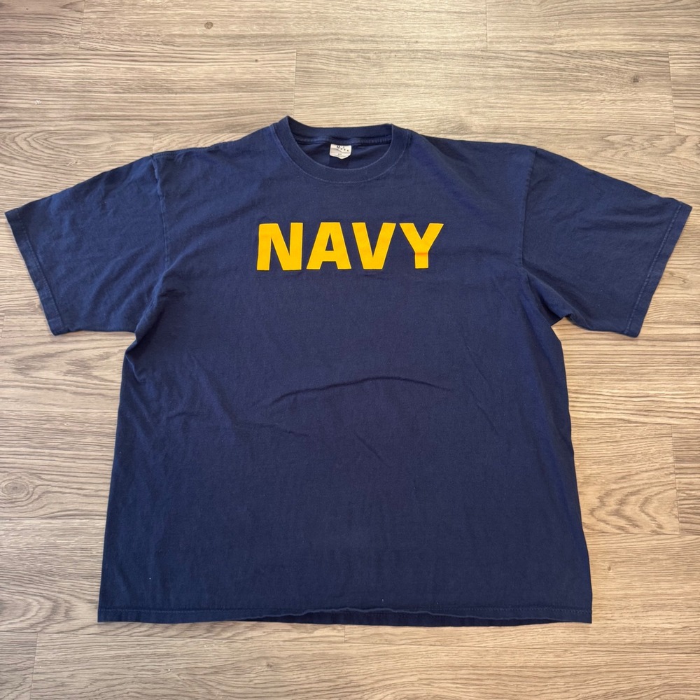 Vintage Y2K M.J. Soffe US Navy T-Shirt Mens 2XL Blue Made in USA Graphic Tee